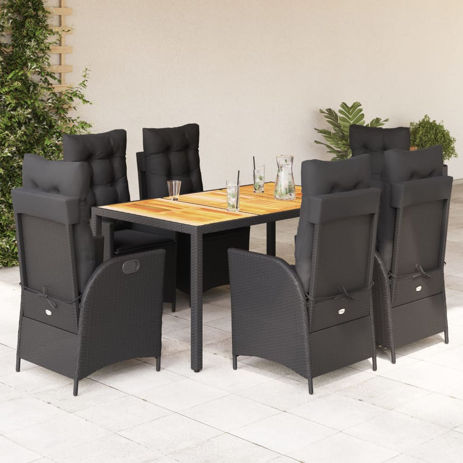 7-Delige Tuinset Met Kussens Poly Rattan 6 Zwart