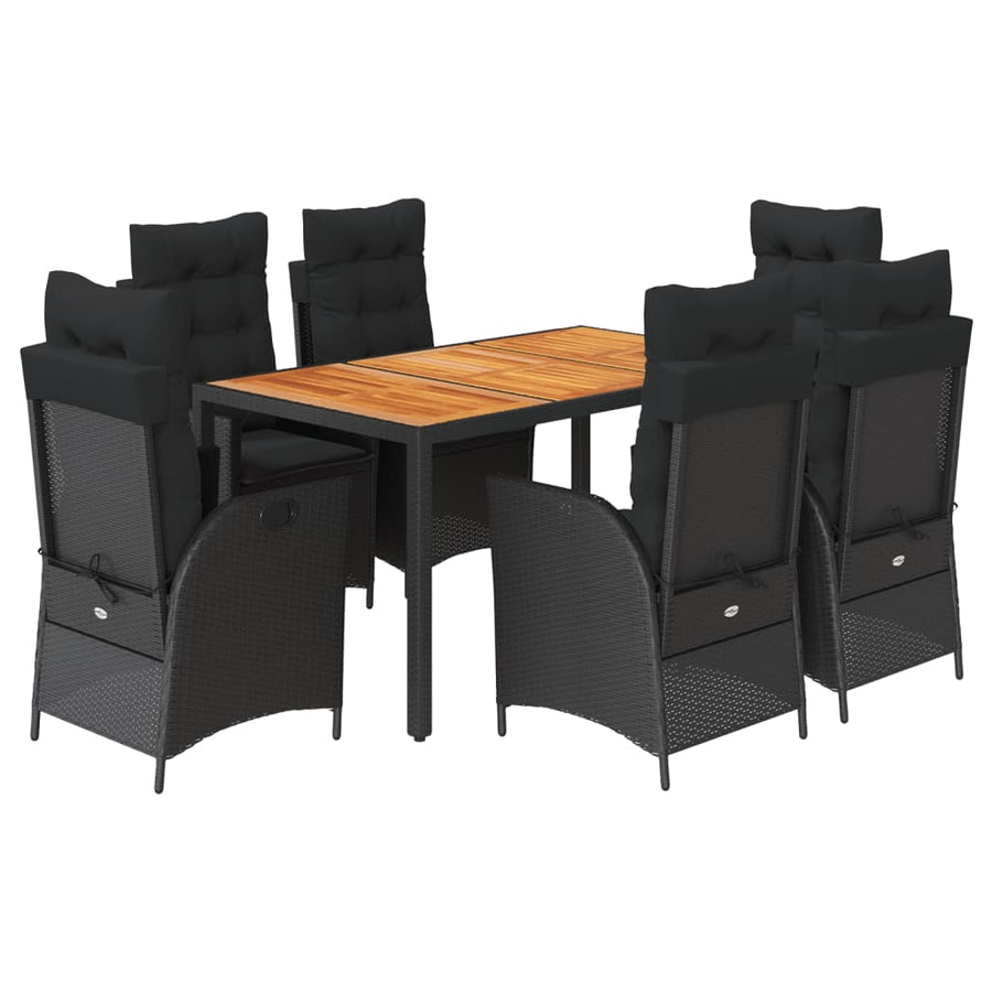 7-Delige Tuinset Met Kussens Poly Rattan 6 Zwart