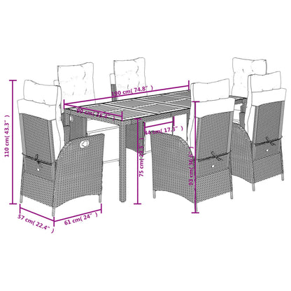 7-Delige Tuinset Met Kussens Poly Rattan 6 Zwart