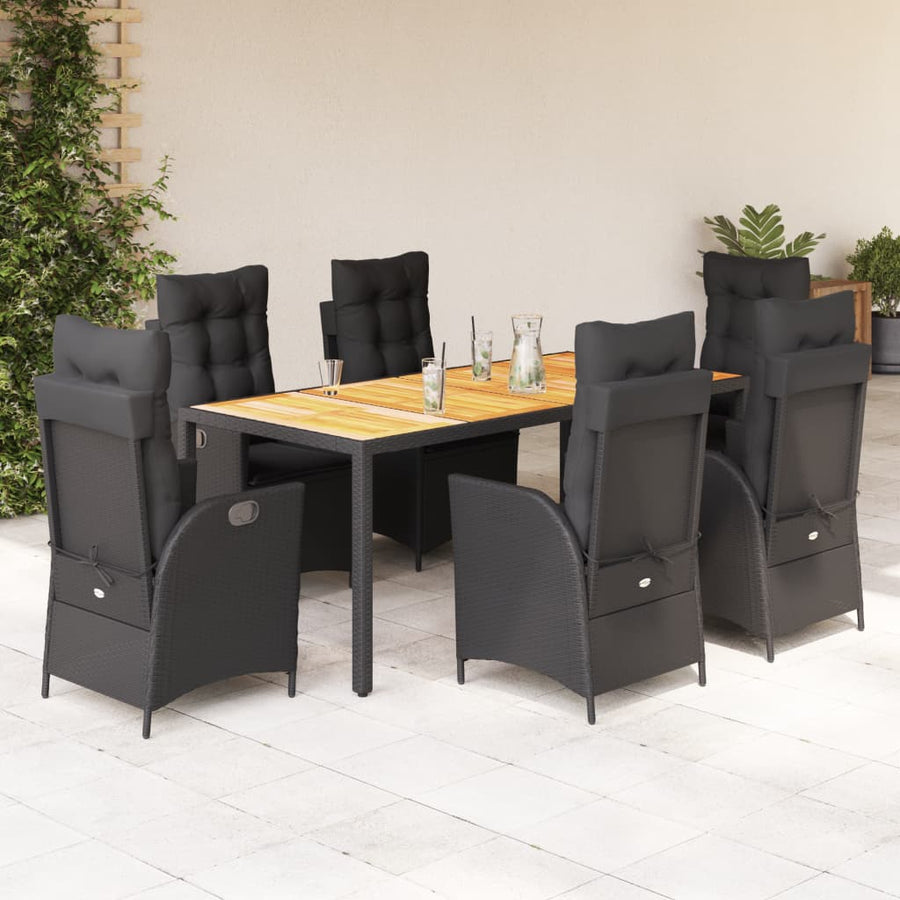 7-Delige Tuinset Met Kussens Poly Rattan 6 Zwart
