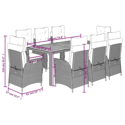 9-Delige Tuinset Poly Rattan 8 Zwart