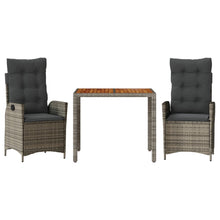 3-Delige Tuinset Met Kussens Poly Rattan Grijs 2