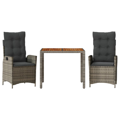 3-Delige Tuinset Met Kussens Poly Rattan Grijs 2