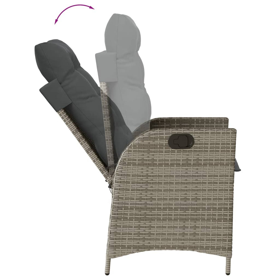 3-Delige Tuinset Met Kussens Poly Rattan Grijs 2