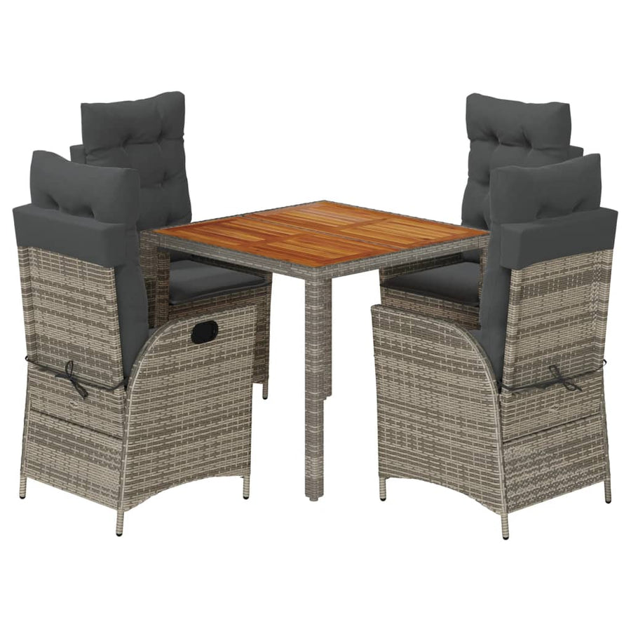 5-Delige Tuinset Met Kussens Poly Rattan Grijs 4