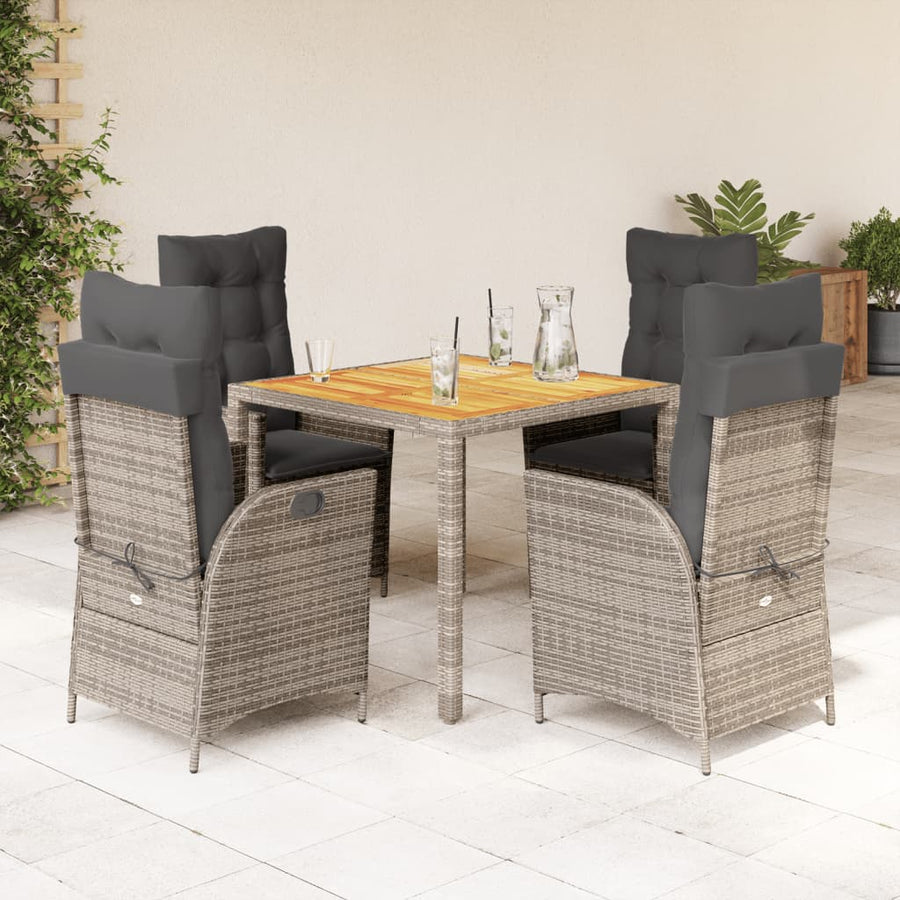 5-Delige Tuinset Met Kussens Poly Rattan Grijs 4