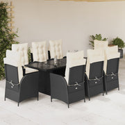 Tuinset 9-delig poly rattan zwart