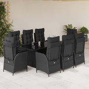 Tuinset 9-delig poly rattan zwart