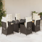 7-piece Poly Rattan Garden Set with Cushions Brown