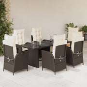 Tuinset 7-delig poly rattan bruin
