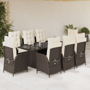 Tuinset 9-delig poly rattan bruin met kussens