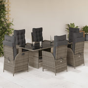Tuinset 7-delig poly rattan grijs met kussens