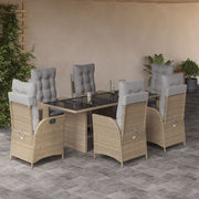 Tuinset 7-delig poly rattan beige met kussens