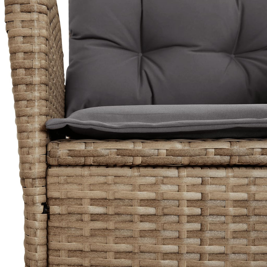 9-delige Tuinset met kussens poly rattan gemengd beige
