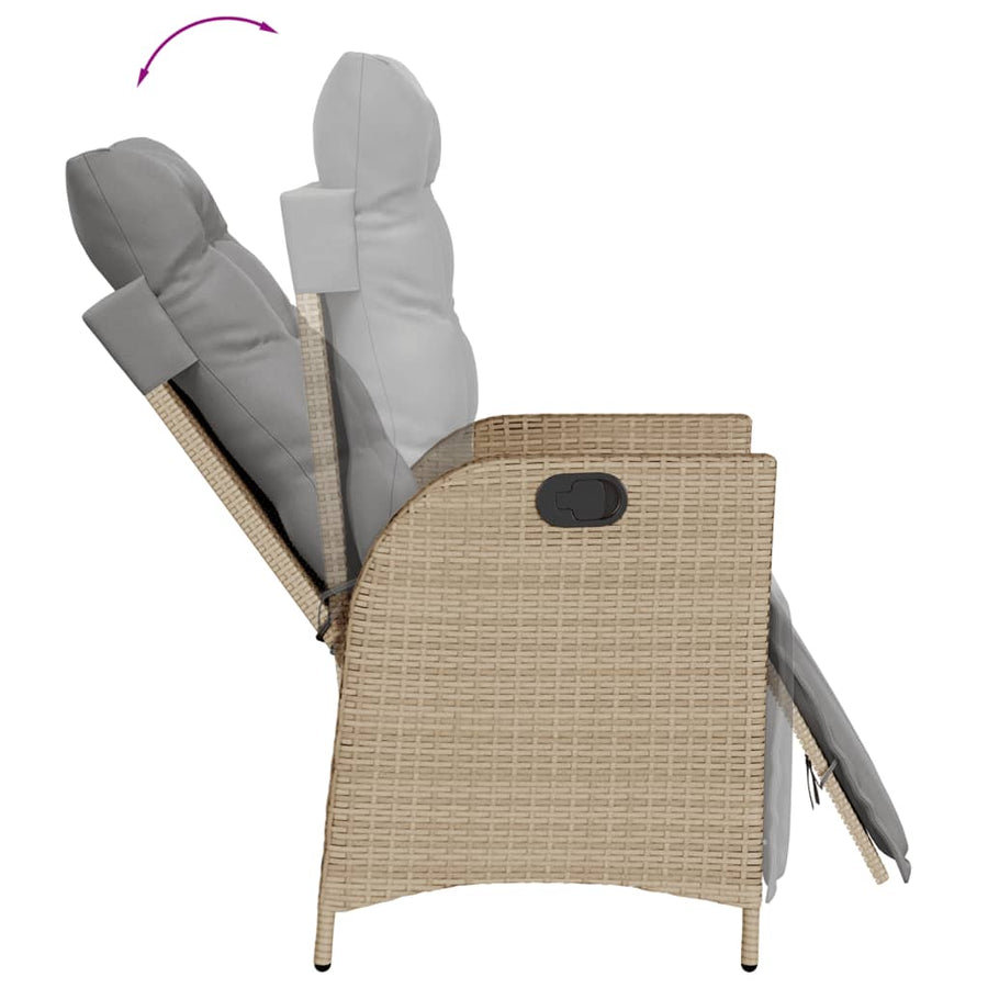 9-delige Tuinset met kussens poly rattan gemengd beige