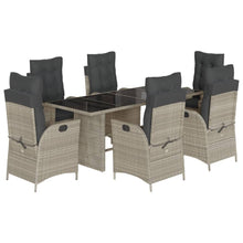 7-delige Tuinset met kussens poly rattan grijs