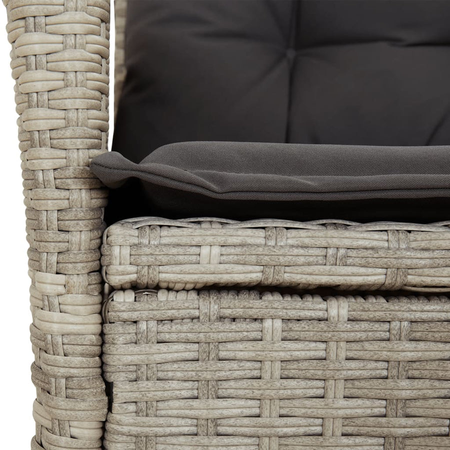9-delige Tuinset met kussens poly rattan lichtgrijs
