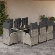Tuinset 9-delig poly rattan lichtgrijs