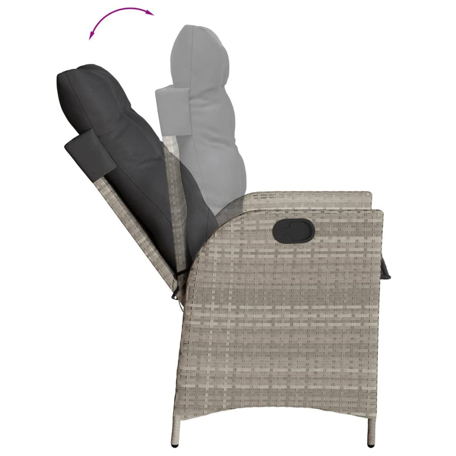 9-delige Tuinset met kussens poly rattan lichtgrijs
