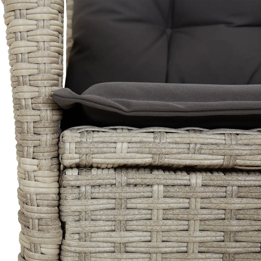 9-delige Tuinset met kussens poly rattan lichtgrijs