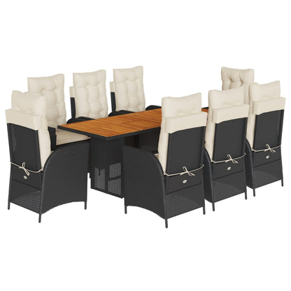 9-delige Tuinset poly rattan zwart