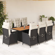 Tuinset 9-delig poly rattan zwart acaciahout