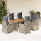 7-Piece Garden Set with Cushions Poly Rattan Grey