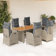 Tuinset 7-delig poly rattan grijs met kussens
