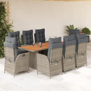 Tuinset 9-delig poly rattan grijs met kussens