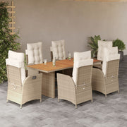 Tuinset 7-delig poly rattan beige