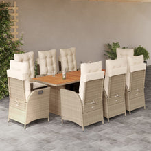 9-Delige Tuinset Met Kussens Poly Rattan 8 beige en crèmekleurig