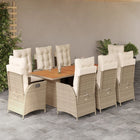 9-delige Tuinset met kussens poly rattan beige