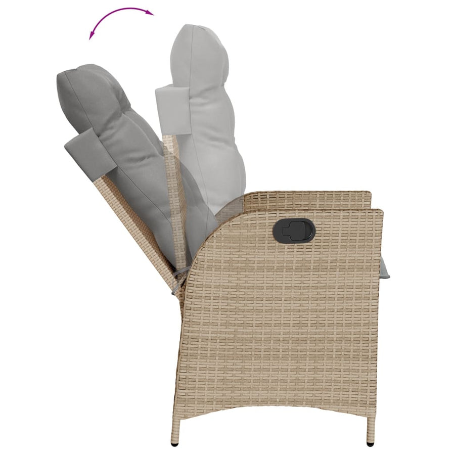 7-Delige Tuinset Met Kussens Poly Rattan 6 Gemengd beige