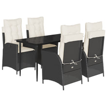 5-Delige Tuinset Met Kussens Poly Rattan Zwart En Crème 4 140 x 70 x 74 cm