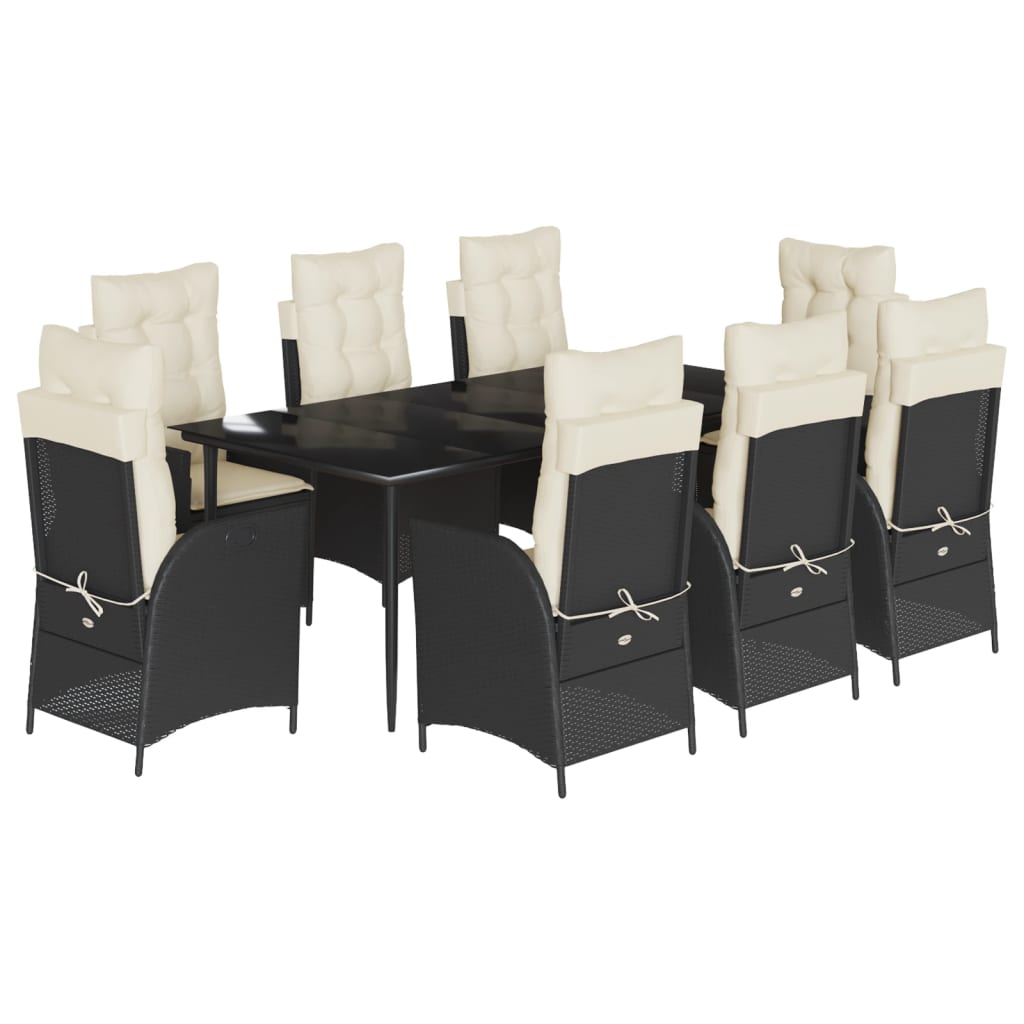 9-delige Tuinset poly rattan zwart
