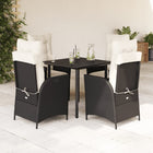 5-piece Garden Set with Cushions, Poly Rattan, Black