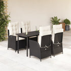 5-piece Garden Set with Cushions, Poly Rattan, Black