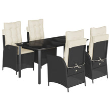 5-delige Tuinset met kussens poly rattan zwart