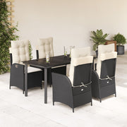 5-piece Garden Set with Cushions, Poly Rattan, Black