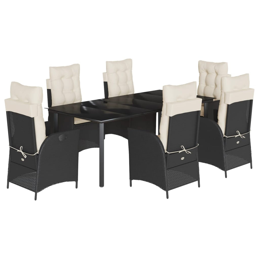Tuinset Met Kussens Poly Rattan Zwart 7 200 x 100 x 74 cm