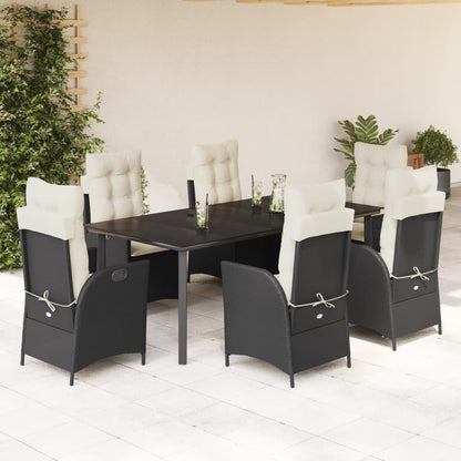 Tuinset Met Kussens Poly Rattan Zwart 7 200 x 100 x 74 cm