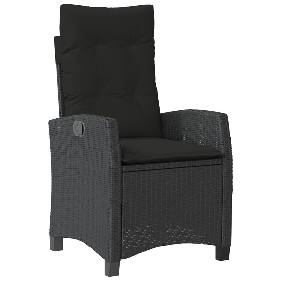 3-delige Tuinset met kussens poly rattan zwart