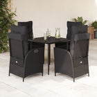 Tuinset 5-delig poly rattan zwart met kussens
