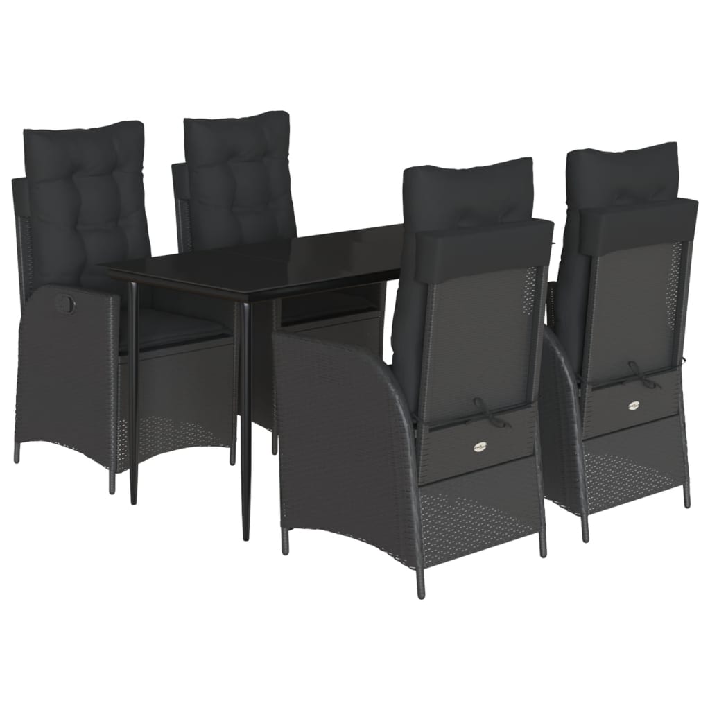 5-Delige Tuinset Met Kussens Poly Rattan Zwart 4 140 x 70 x 74 cm