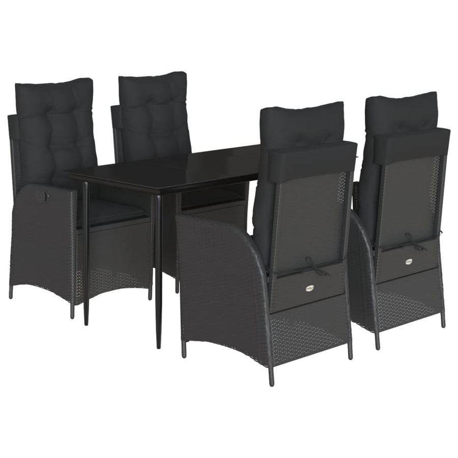 5-Delige Tuinset Met Kussens Poly Rattan Zwart 4 140 x 70 x 74 cm