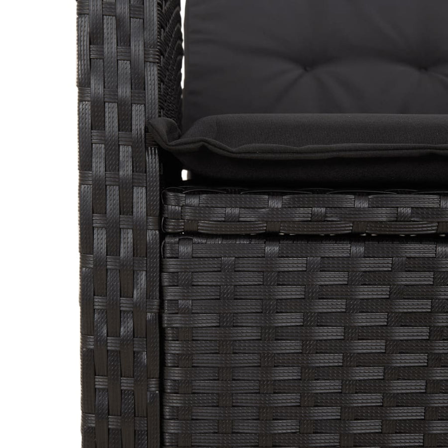 5-Delige Tuinset Met Kussens Poly Rattan Zwart 4 140 x 70 x 74 cm