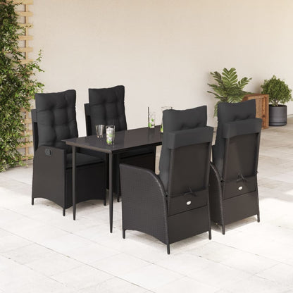 5-Delige Tuinset Met Kussens Poly Rattan Zwart 4 140 x 70 x 74 cm