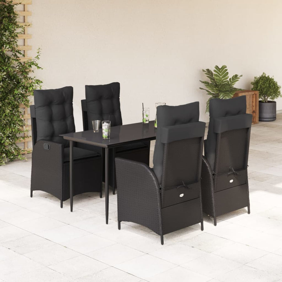 5-Delige Tuinset Met Kussens Poly Rattan Zwart 4 140 x 70 x 74 cm