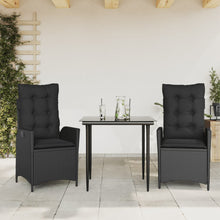 3-delige Tuinset met kussens poly rattan zwart
