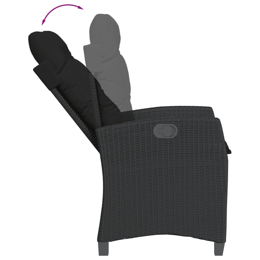 5-delige Tuinset met kussens poly rattan zwart
